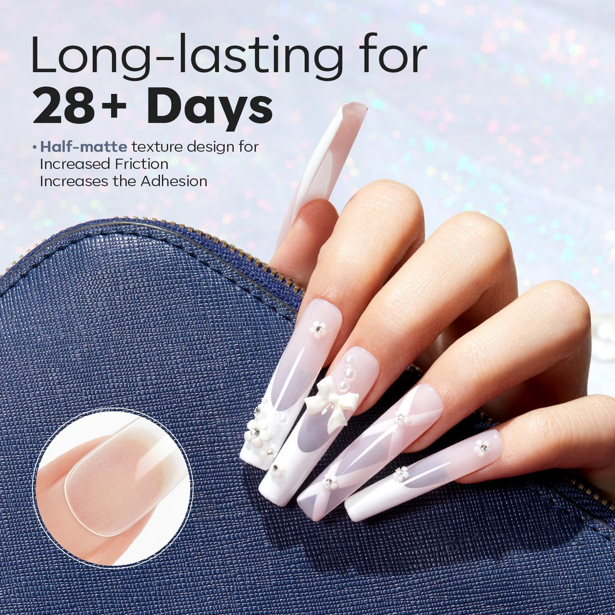 Modelones Long Square XXL Fake Nail Tips - 504Pcs Gel Tips Pre-shaped Half Matte Full Cover Clear