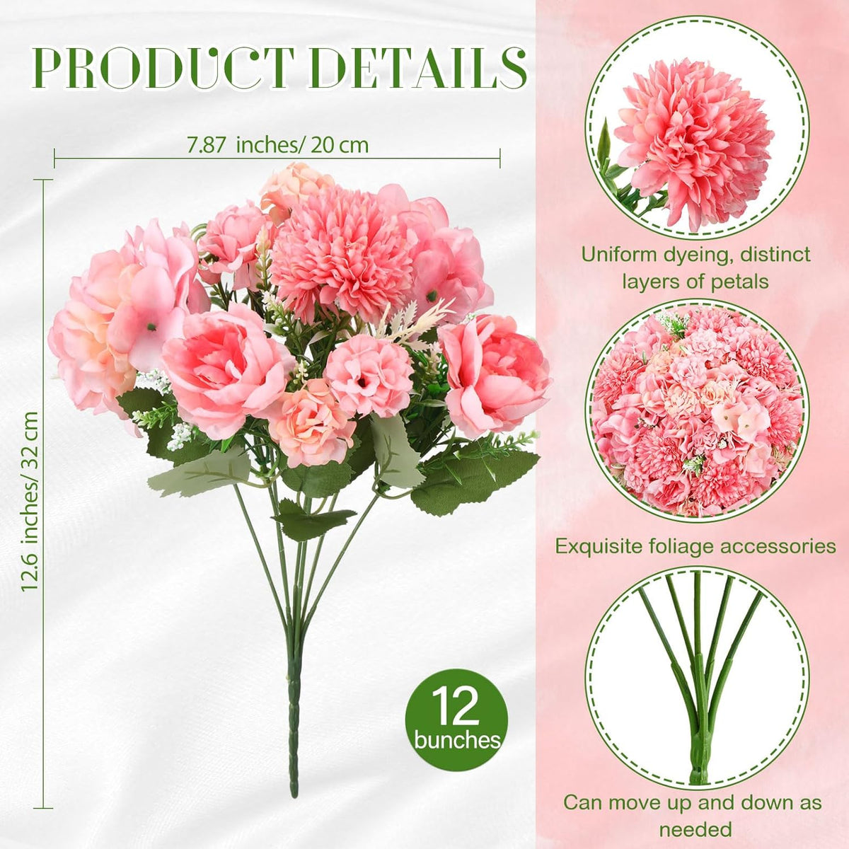 Tigeen Artificial Flowers Artificial Peonies Silk Flowers Faux Peony Fake Peony Silk Hydrangea