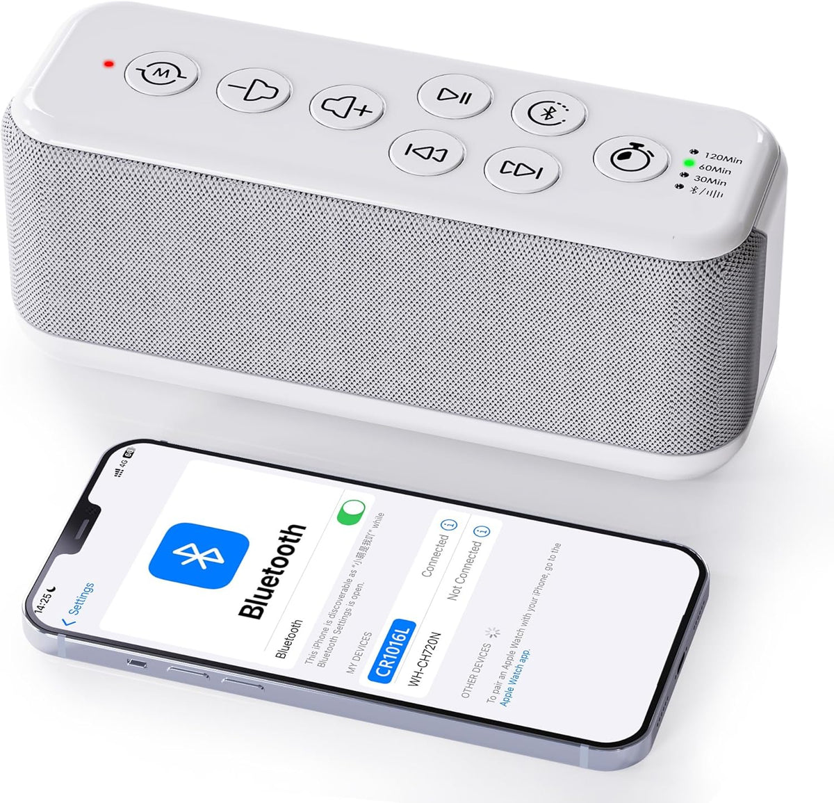 OnLyee White Noise Sound Machine with Bluetooth Speaker, 15 Soothing Sounds, Office Privacy & Noise