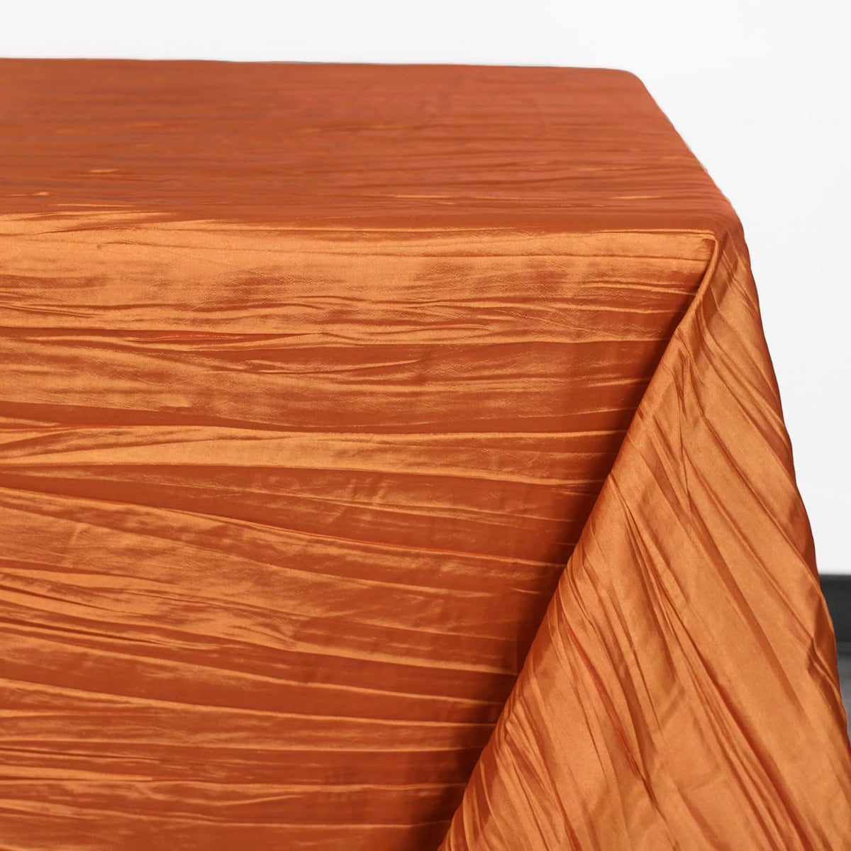 YOUR CHAIR COVERS - 90 x 132 inch Rectangular Crinkle Taffeta Tablecloth - Burnt Orange, Rectangle
