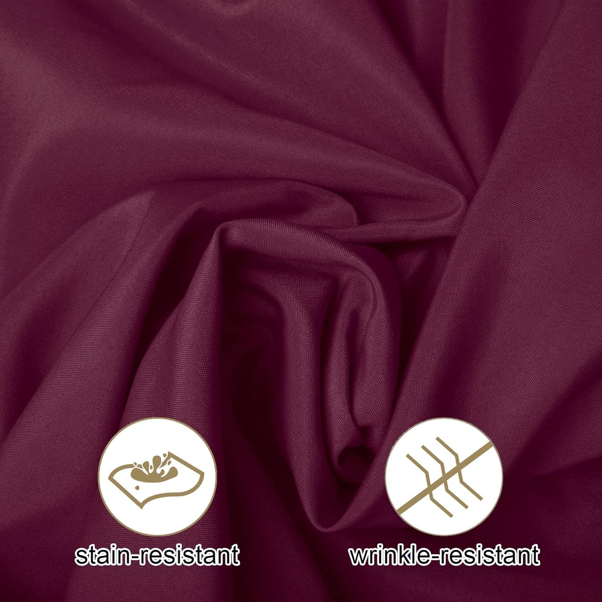 Ascoza 2pack 132 Inch Burgundy Round Tablecloth in Washable Polyester Fabric for