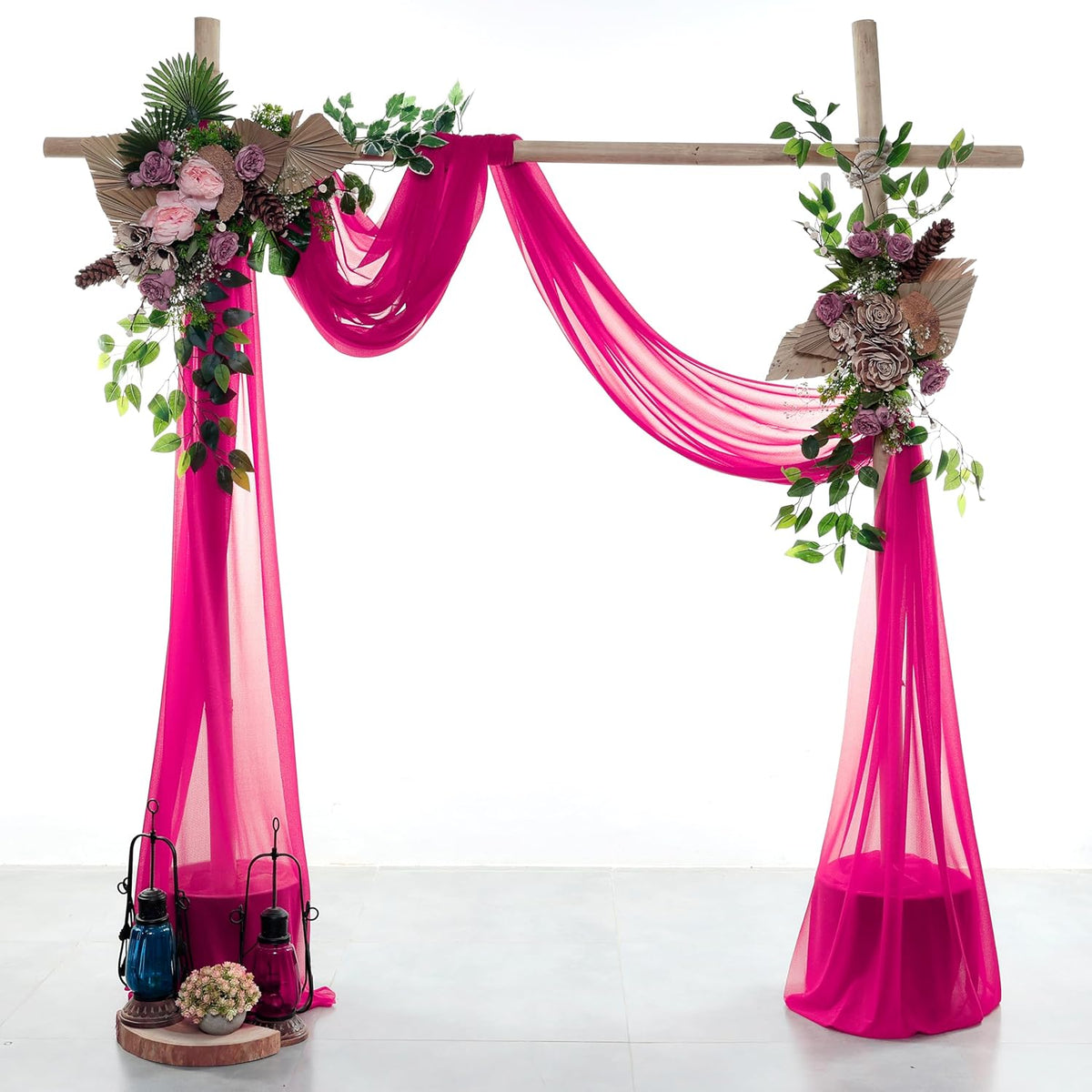 VDS Pack of 2 Panel (30 Inch X 100 Feet) Wedding Arch Draping Fabric Sheer Chiffon Fabric Drapery