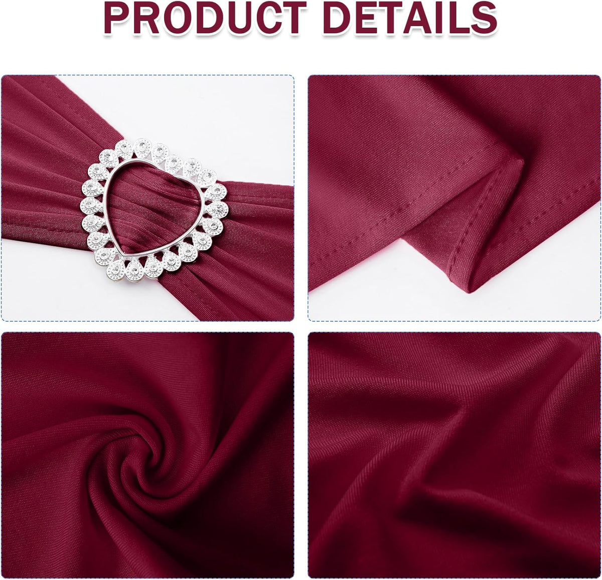 Howhic Pack of 30 Spandex Chair Sashes Bows Stretch Chair Cover Band with Buckle Slider Universal