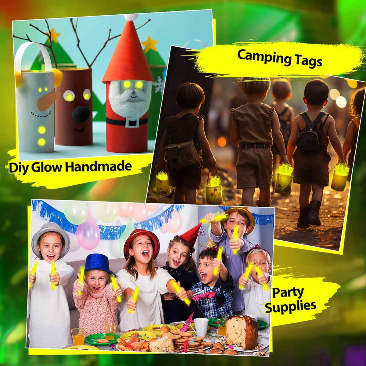 Lewtemi 50 Set 4'' Glow Sticks Bulk, Hallowee Glow in The Dark Party Supplies, Emergency Light