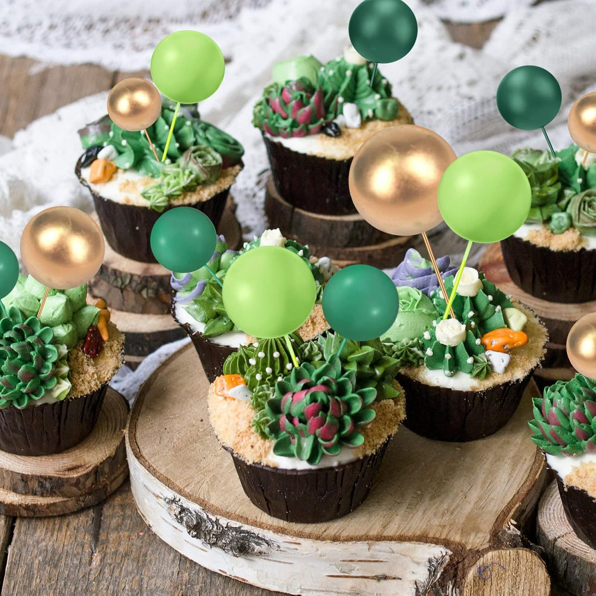 108 Pcs Balls Cake Topper DIY Cupcake Insert Foam Balloons for Cake Baking Wedding Anniversary