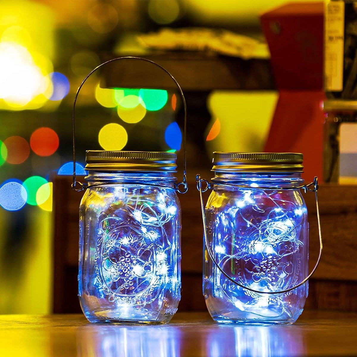VOOKRY 12 Pack Solar Mason Jar Lights, 30 LED Mason Jar Lids Waterproof Firefly Fairy String Lights