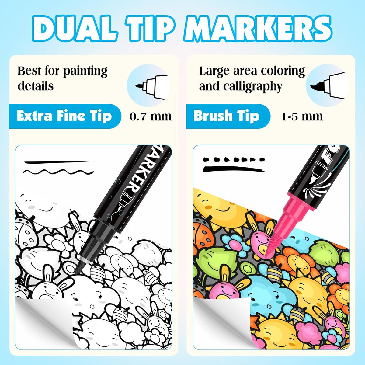 FUMILE 60 Colors Acrylic Paint Markers Dual Tip(Fine and Brush Tip), Acrylic Paint Pens paint