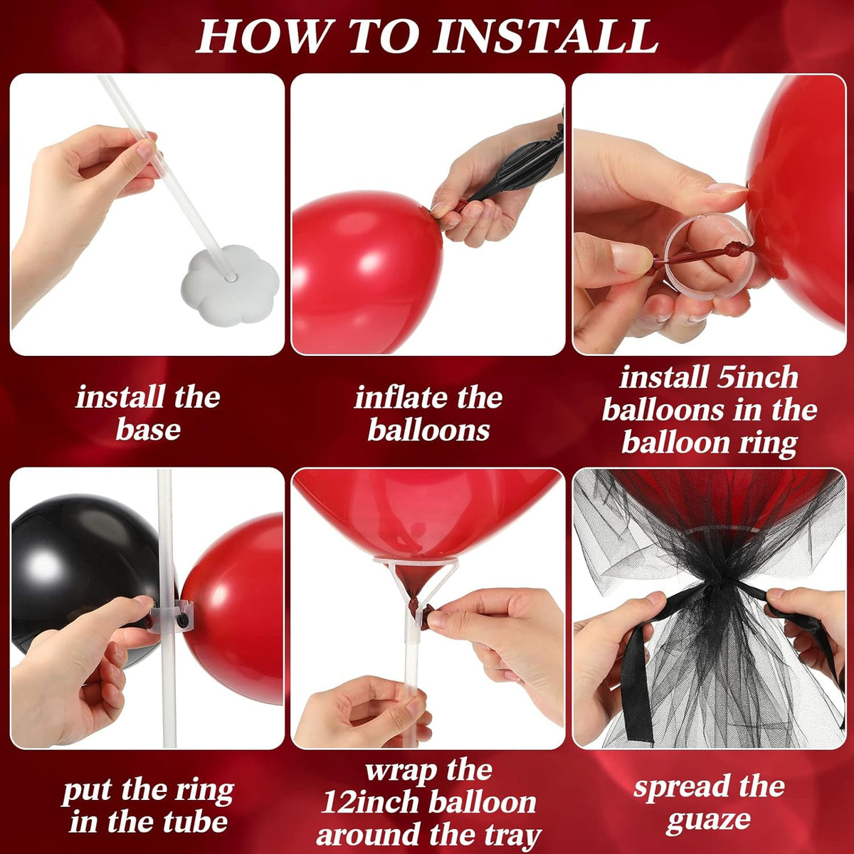 BBTO 8 Set Table Centerpieces Balloons Stand Kit, 80 Pcs Latex Balloons and Table Stand Holder with