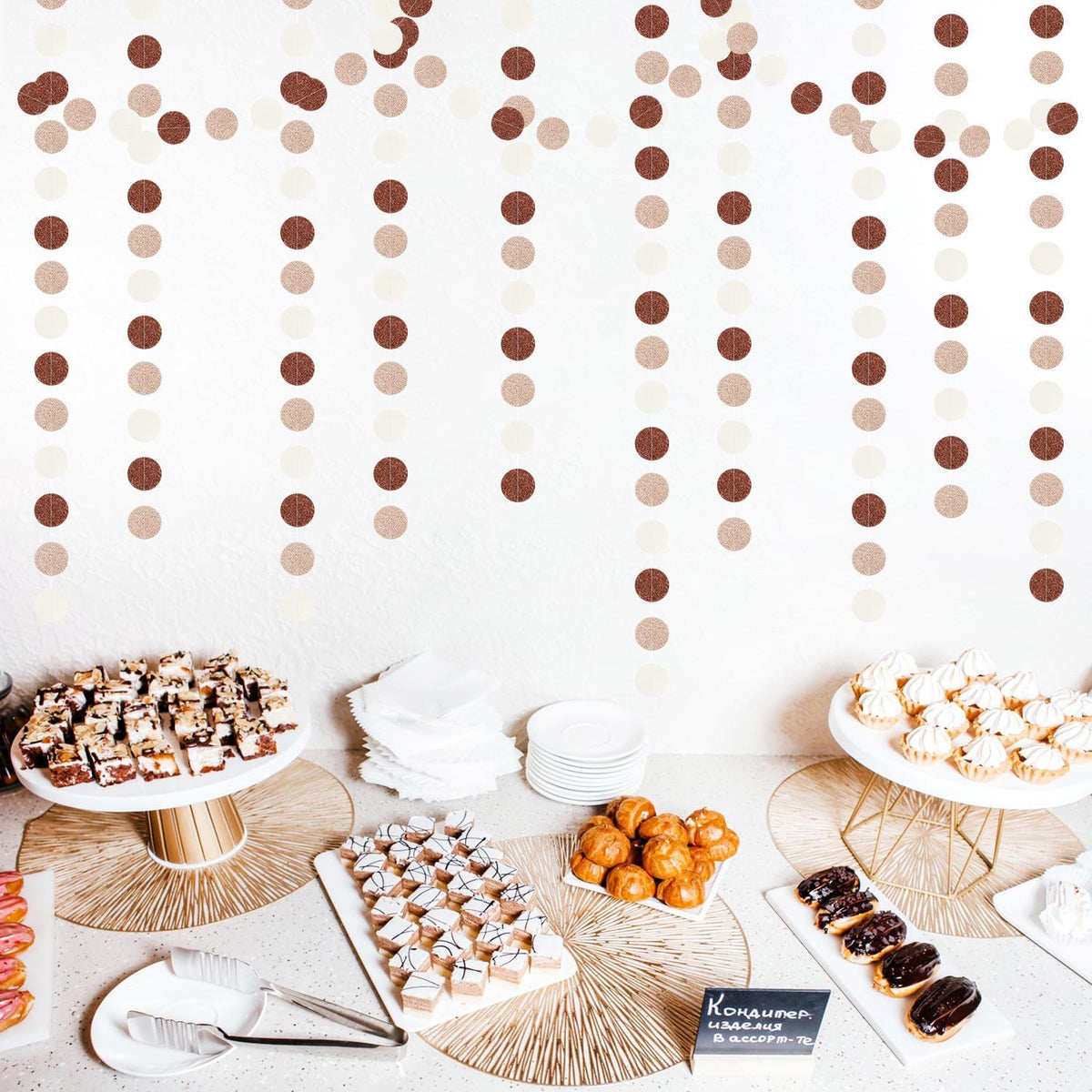 Boho Brown Champagne-Gold Party-Decorations Streamers-Garland - 52ft Fall Rustic Birthday Hanging