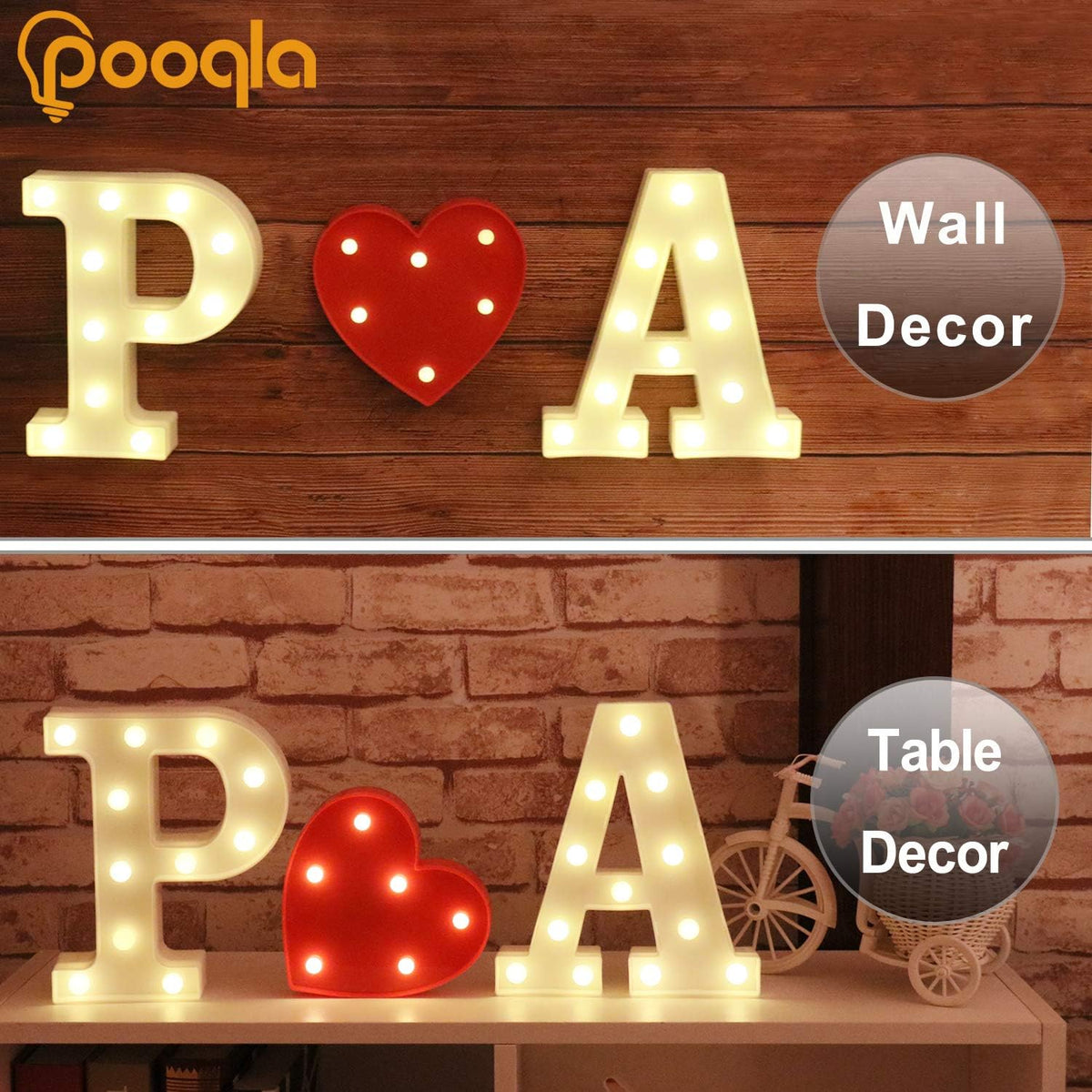 Pooqla LED Marquee Letter Lights Sign, Light Up Alphabet Letter for Home Party Wedding Decoration J