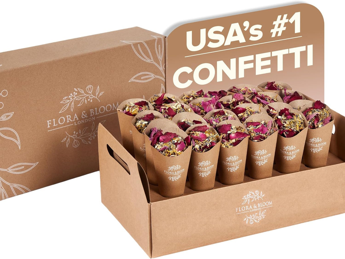 Flora & Bloom Biodegradable Confetti With Pre Built Cones | Dried Flowers (3Litres) | Wedding