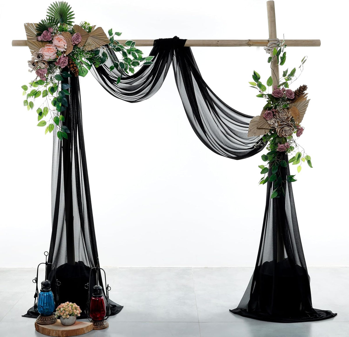 VDS Pack of 2 Panel (30 Inch X 20 Feet) Wedding Arch Draping Fabric Sheer Chiffon Fabric Drapery