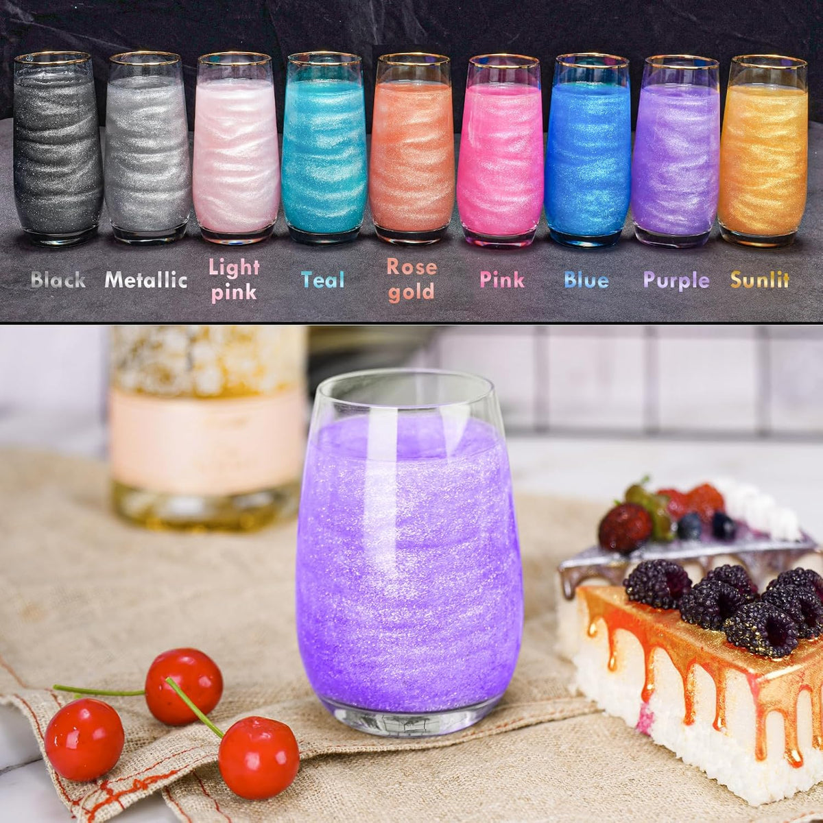 NiHome Edible Food-Grade Glitter Powder Glimmer Luster Dust Metallic Fancy Food Decorating Sprinkle