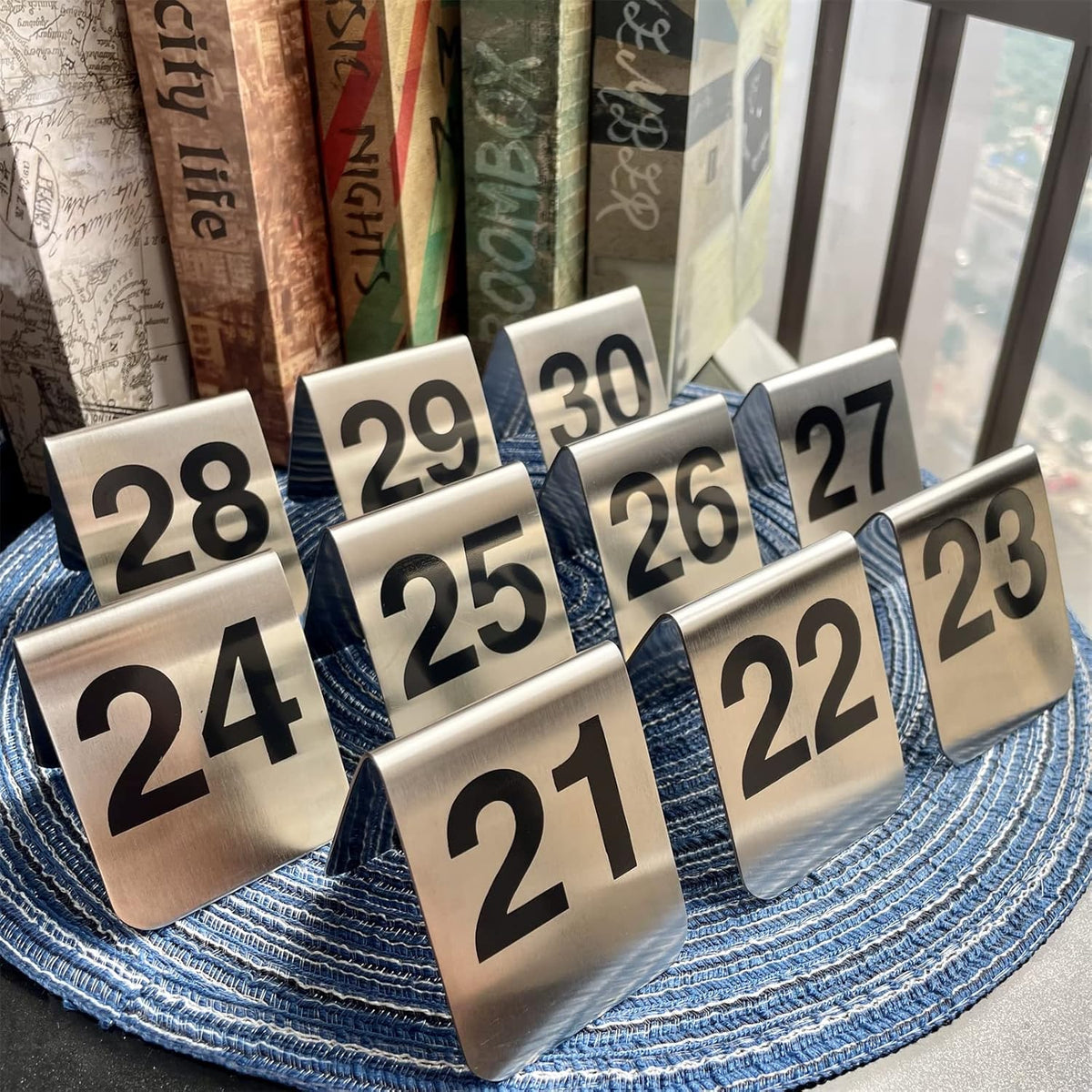 10 Pcs Metal Place Cards Stackable Tent Style Table Numbers，Place Card Holders for Celebration