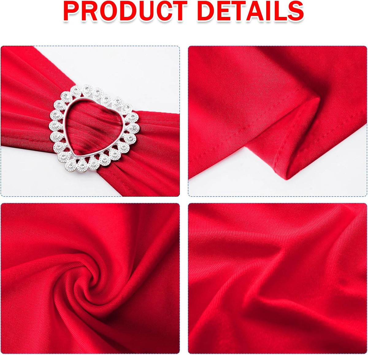 Howhic Pack of 30 Spandex Chair Sashes Bows Stretch Chair Cover Band with Buckle Slider Universal