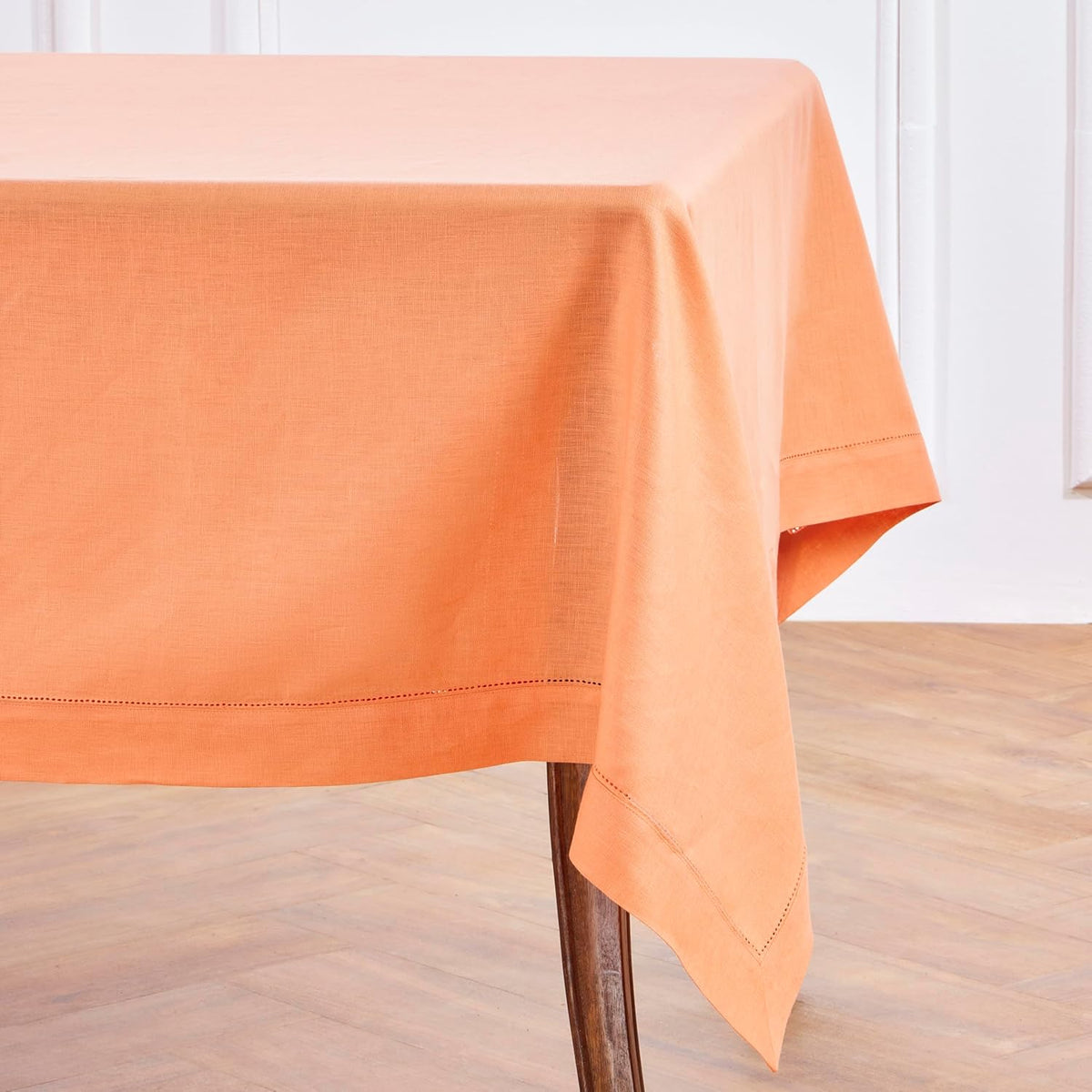 Solino Home Linen Tablecloth for Rectangle Tables 60 x 120 Inch - Classic Hemstitch 100% Pure Linen