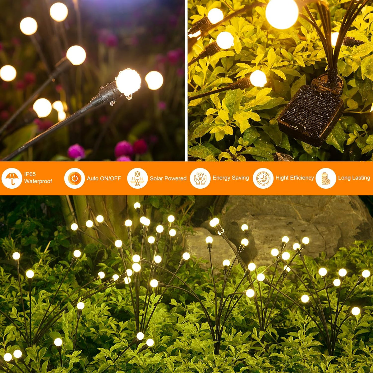 Solar Lights Outdoor(4 Pack, 32 LEDs), ASMAD Solar Garden Lights, Outdoor Decorations, Firefly