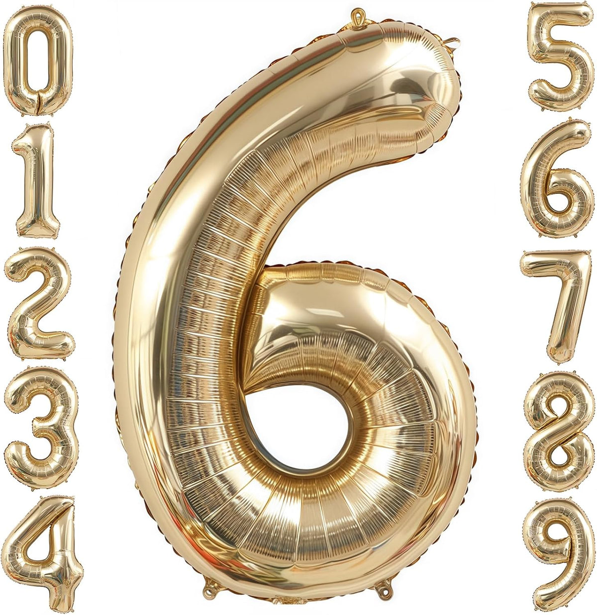 Champagne Gold 6 Balloon,40 Inch Light Gold Number 6 Balloon Big Foil Mylar Helium 6 Balloon for