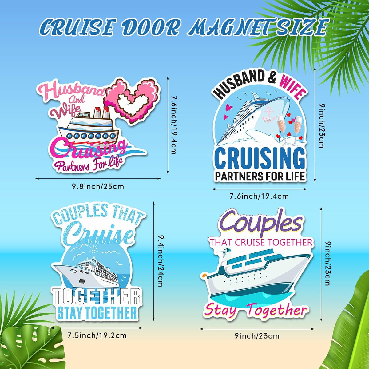 Hoteam 4 Pcs Couples Cruise Door Decorations Magnetic Husband and Wife Cruise Ship Door Funny