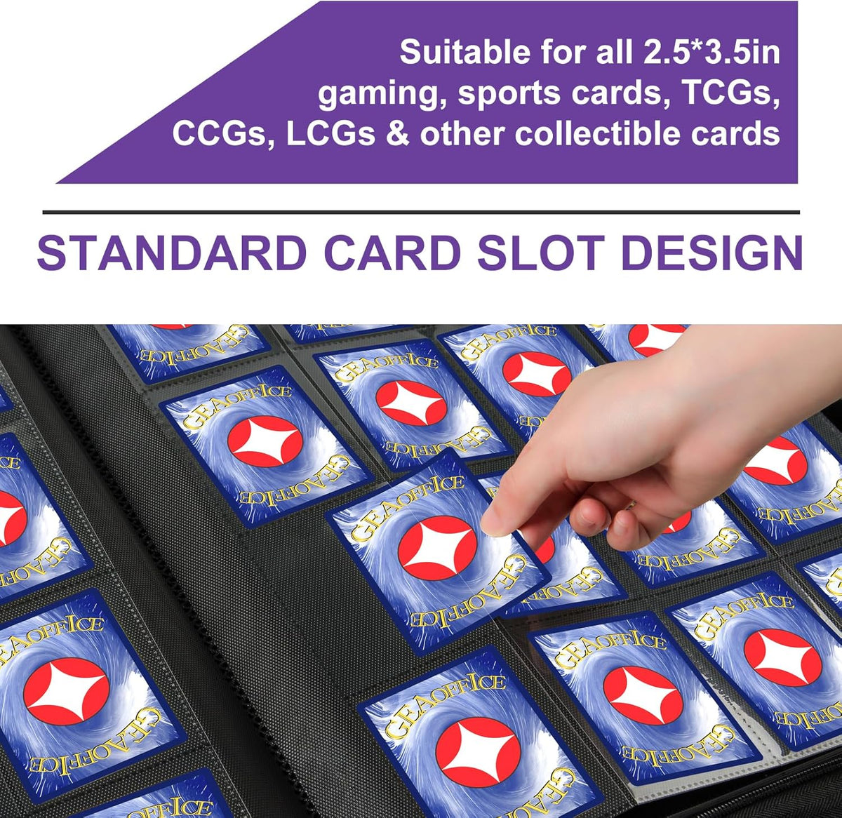 GEAoffice Premium 1000+ Card Binder - Sturdy PU Cover 16 Pocket Trading Card Collection Holder