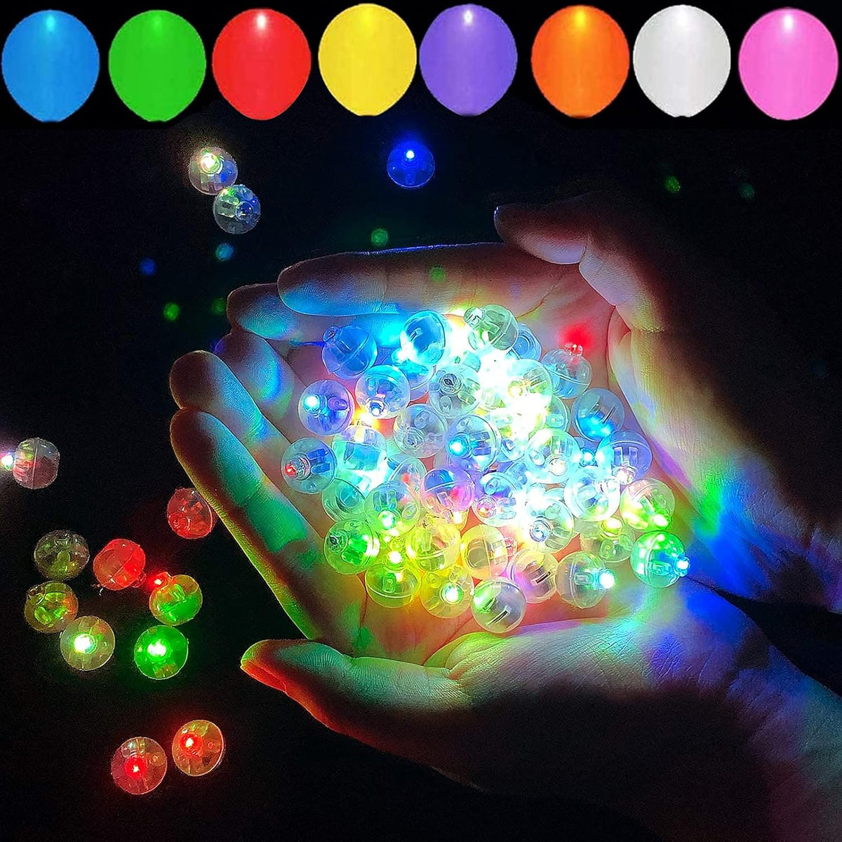 50pcs 5 Mixed Colors Balloon Lights, LED Assorted Colors Ball Lights, Mini Round LED Ball Lamp for