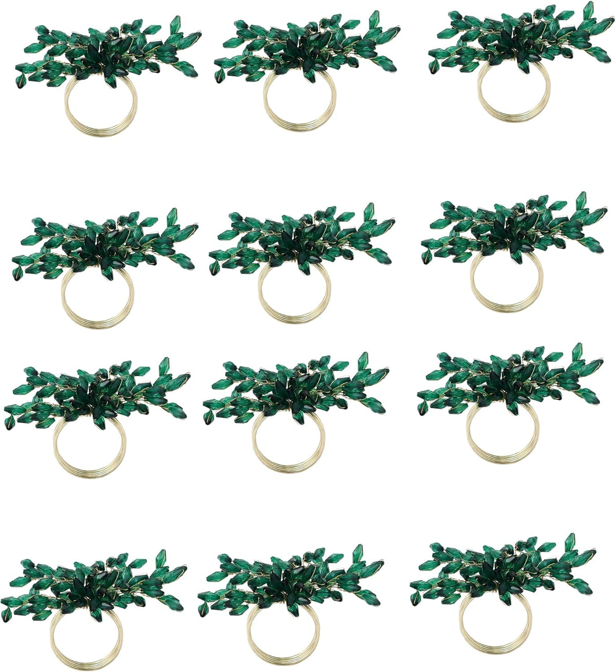 Napkin Rings Set of 6 for Dining Table Decoration Parties Everyday Metal Napkin Holder Leaf Dark