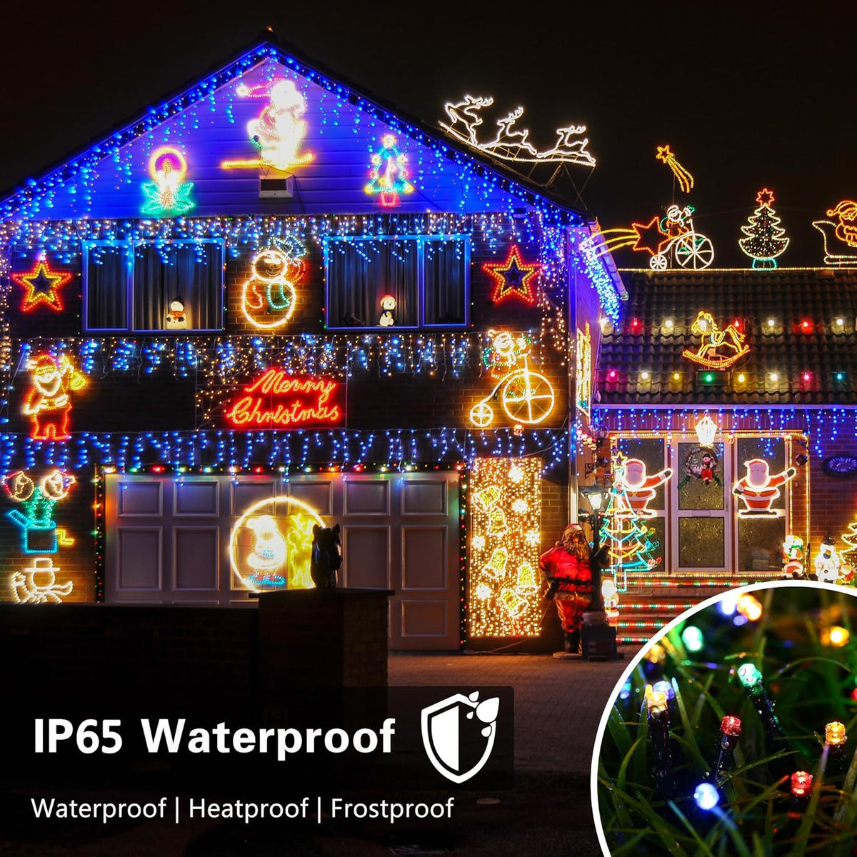 Toodour Solar Christmas Lights Outdoor, 2 Packs Total 144ft 400 LED Solar String Lights with 8