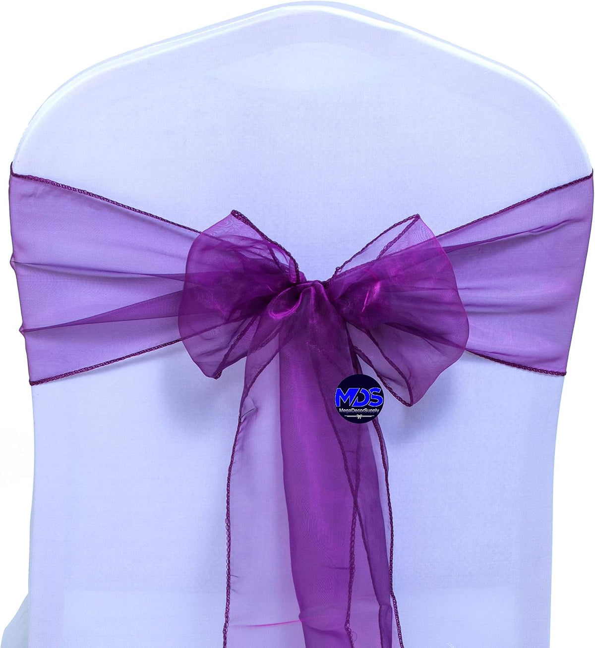 MDS Pack of 50 PCS Organza Chair Sashes Wider Dining Chair Bows Ribbon Tie Back for Wedding Party