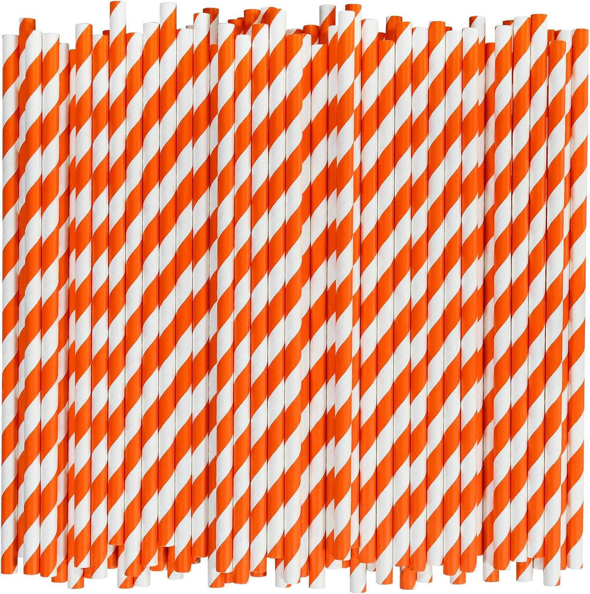 [1000 Count] Chunspak Orange/White Striped Paper Drinking Straws Bulk - 7.75"x0.24", Unwrapped