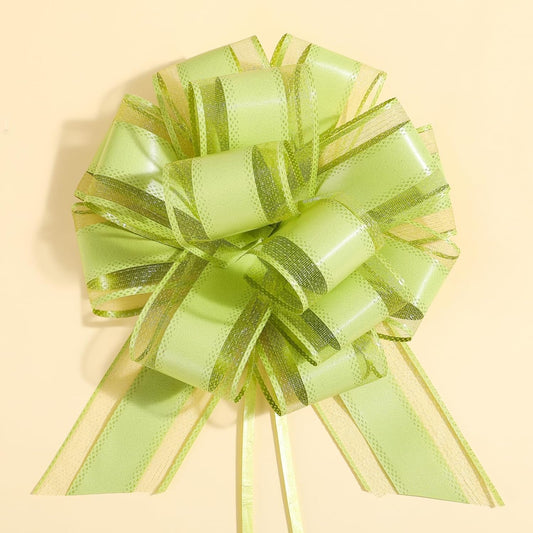 6 Count Large Pull Bows, 6 inches, Organza, Modern, Christmas, Wedding, Valentine's Day, Bean