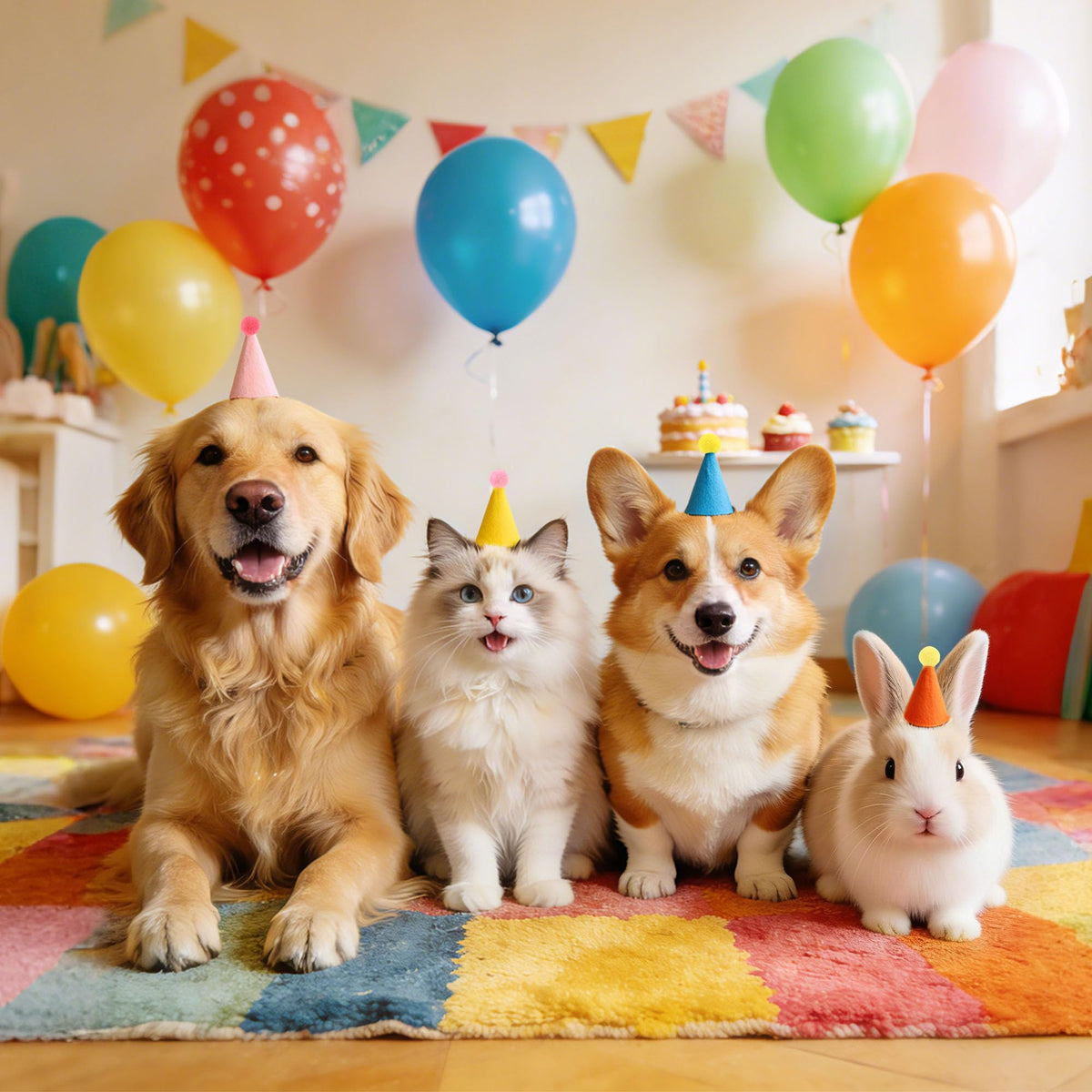 CANREVEL 8 PCS Mini Party Hats for Stuffed Animals, Birthday Hats, Felt