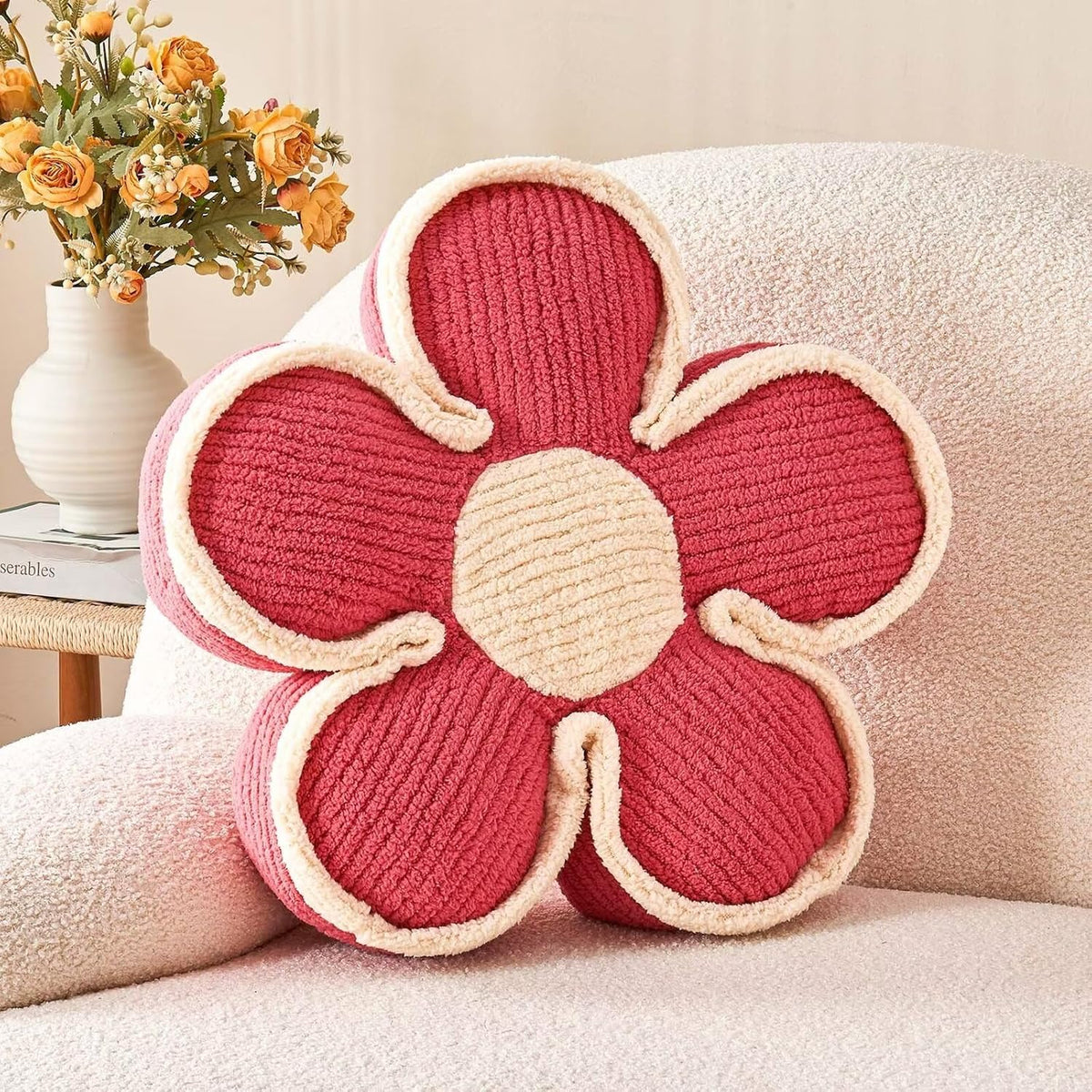 Soft Flower Shaped Floor Cushion, Decorative Throw Pillow, Cute Seating Cushion, Plush Pillow for