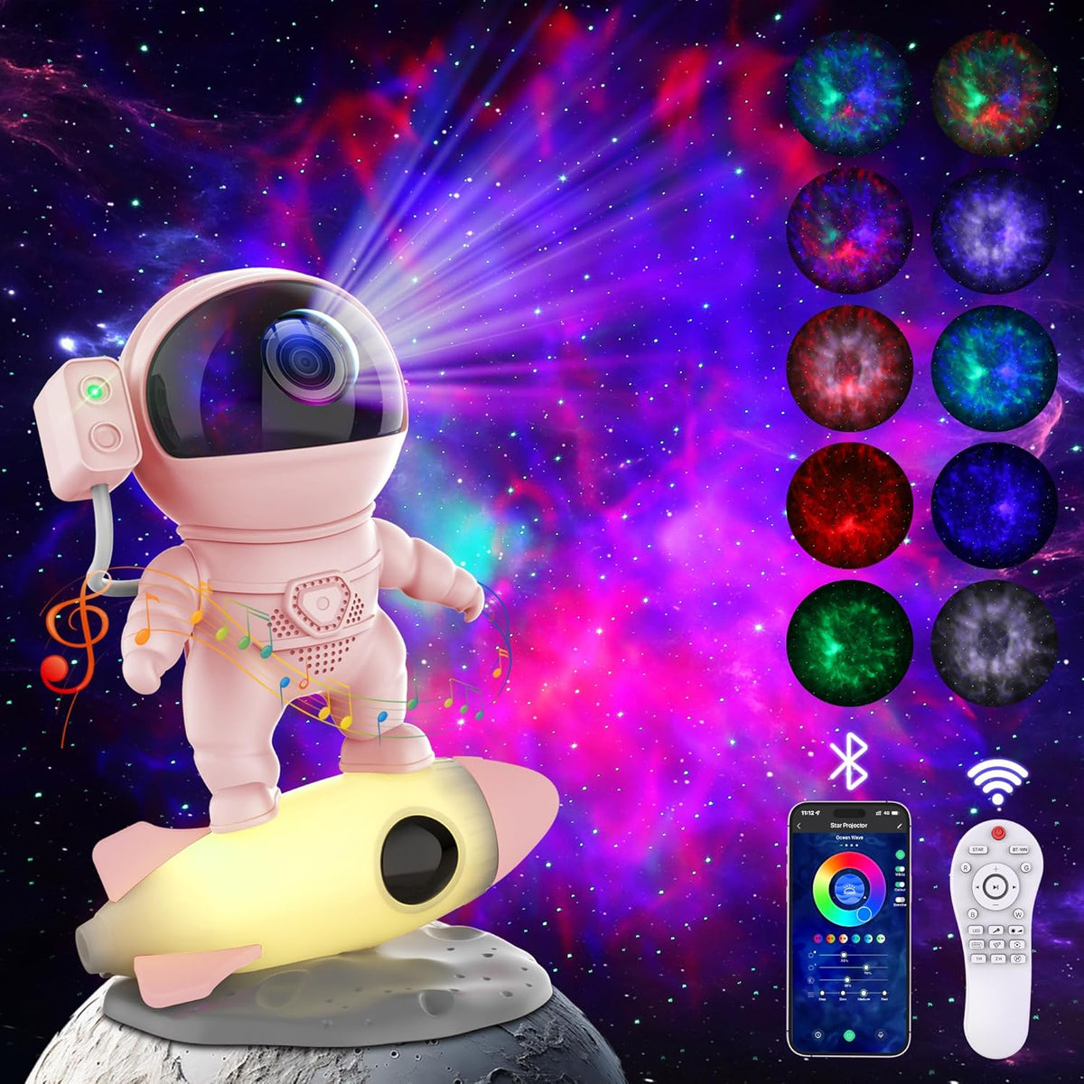 FlyEagle Astronaut Galaxy Projector, Star Nebula Projector with Rocket Lamp, Night Lights LED Star