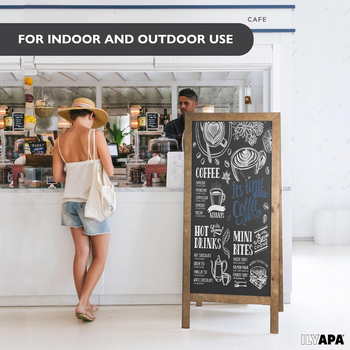 Ilyapa A-Frame Chalkboard Sidewalk Sign - 58 x 27 inches, Folding Standing Sandwich Sign
