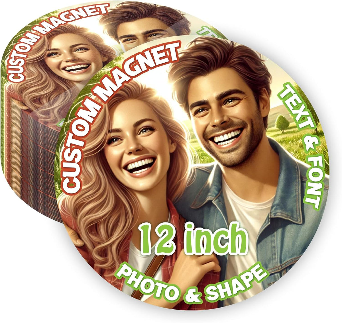 KETABAO – 12" Circle Magnetic Photo Frames Magnet for Refrigerators, Storage Cabinets and Cars