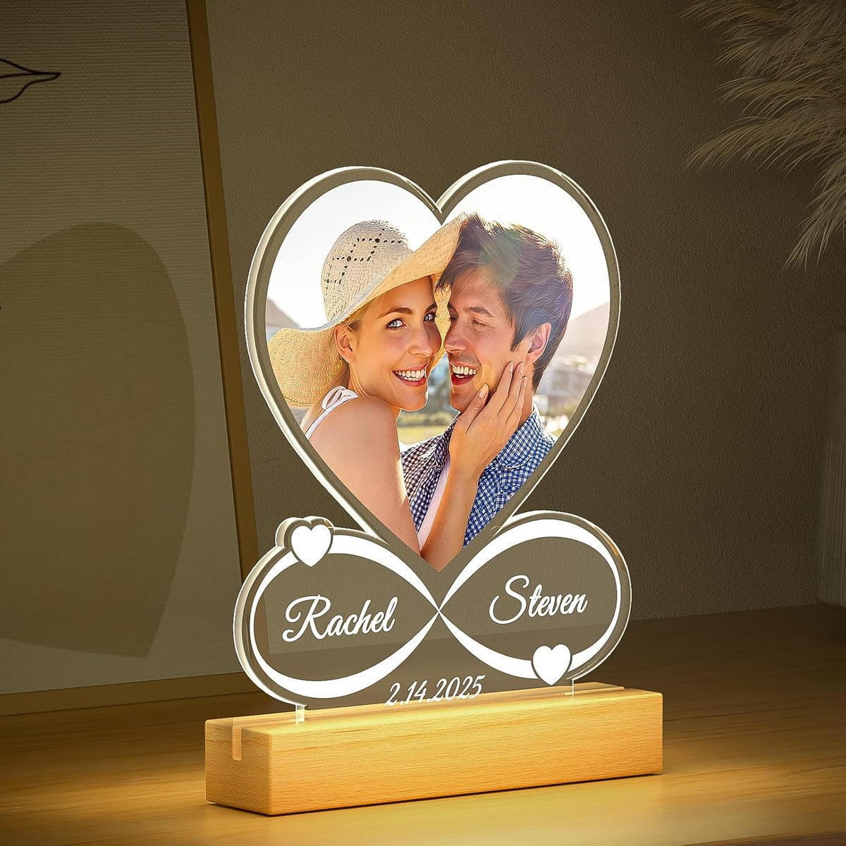 Custom Picture Frames with Photo, Customized Photo Frame with Night Light, Personalized Picture