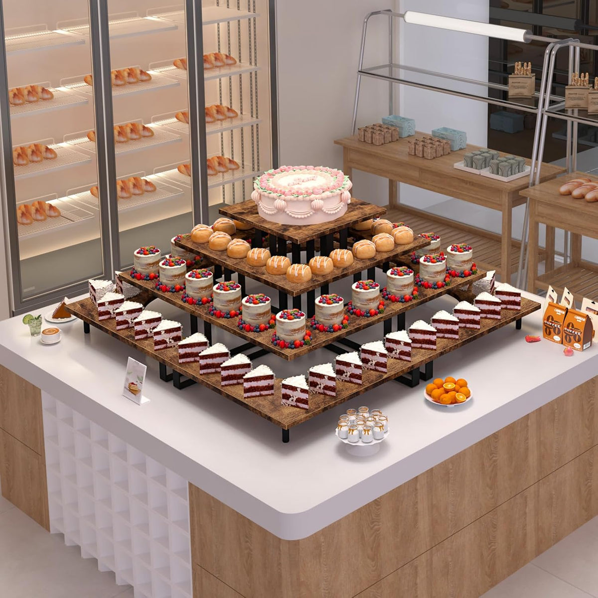 ELITEROO Wooden Cupcake Stand, Tiered Cupcake Display Tower Stand for 24 Cupcakes, Dessert Table