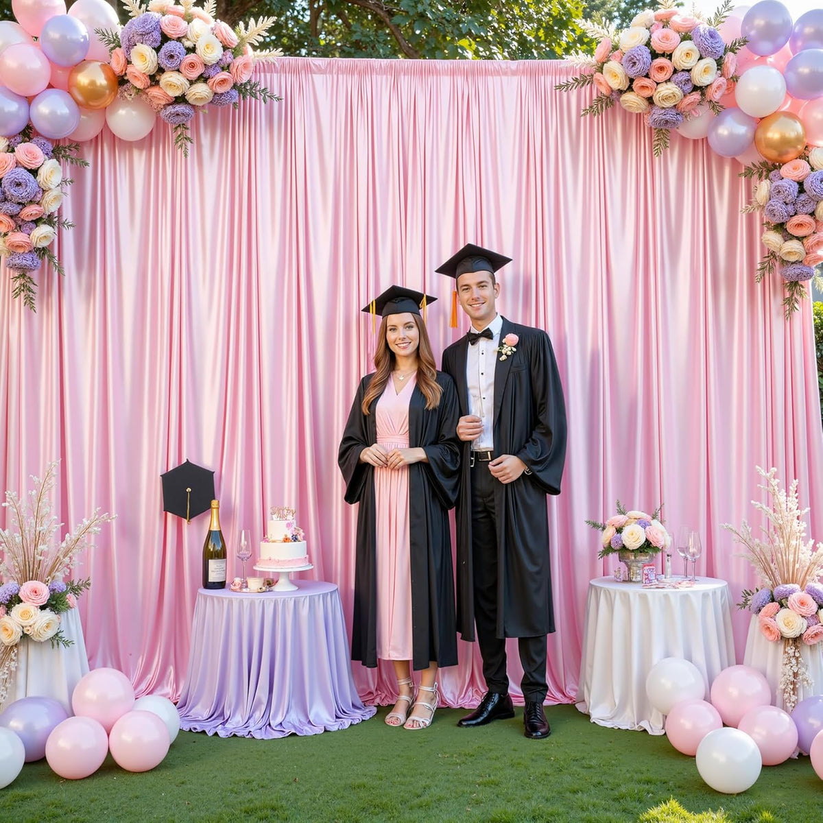 Pink Glitter Backdrop Curtain for Parties Wedding,10Ft x 10Ft Satin Shimmer Photo