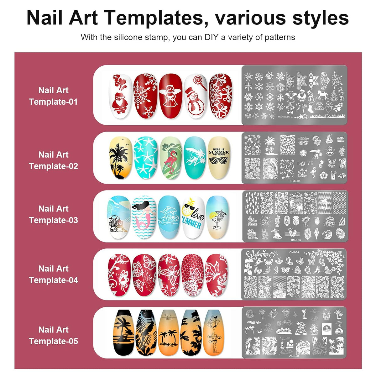 Nail Art Stamper Clear Silicone Nails Stamping Jelly with Scraper Transparent Visible Body DIY