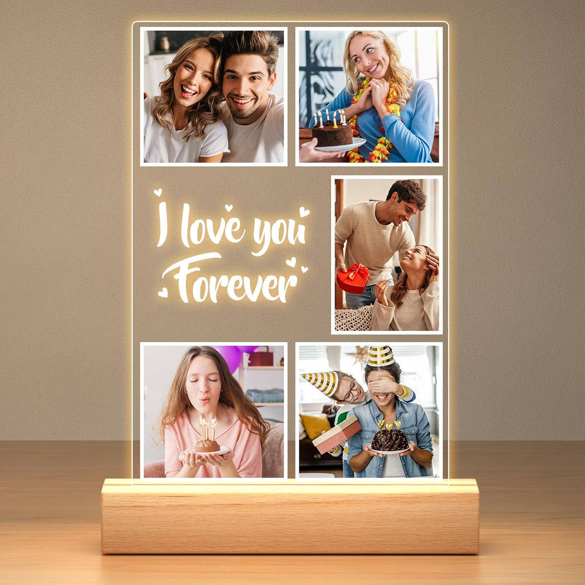 Custom Picture Frames with Photos, Customized Photo Frame with Night Light, Personalized Picture