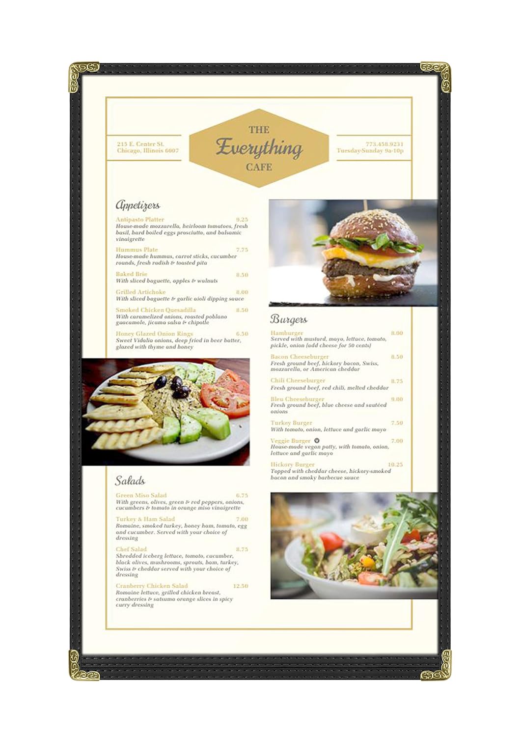 Goodsmart Restaurant Menu Covers – 25 Pack Black 2-View, Top-Loading Menu Holders, Vinyl & Plastic