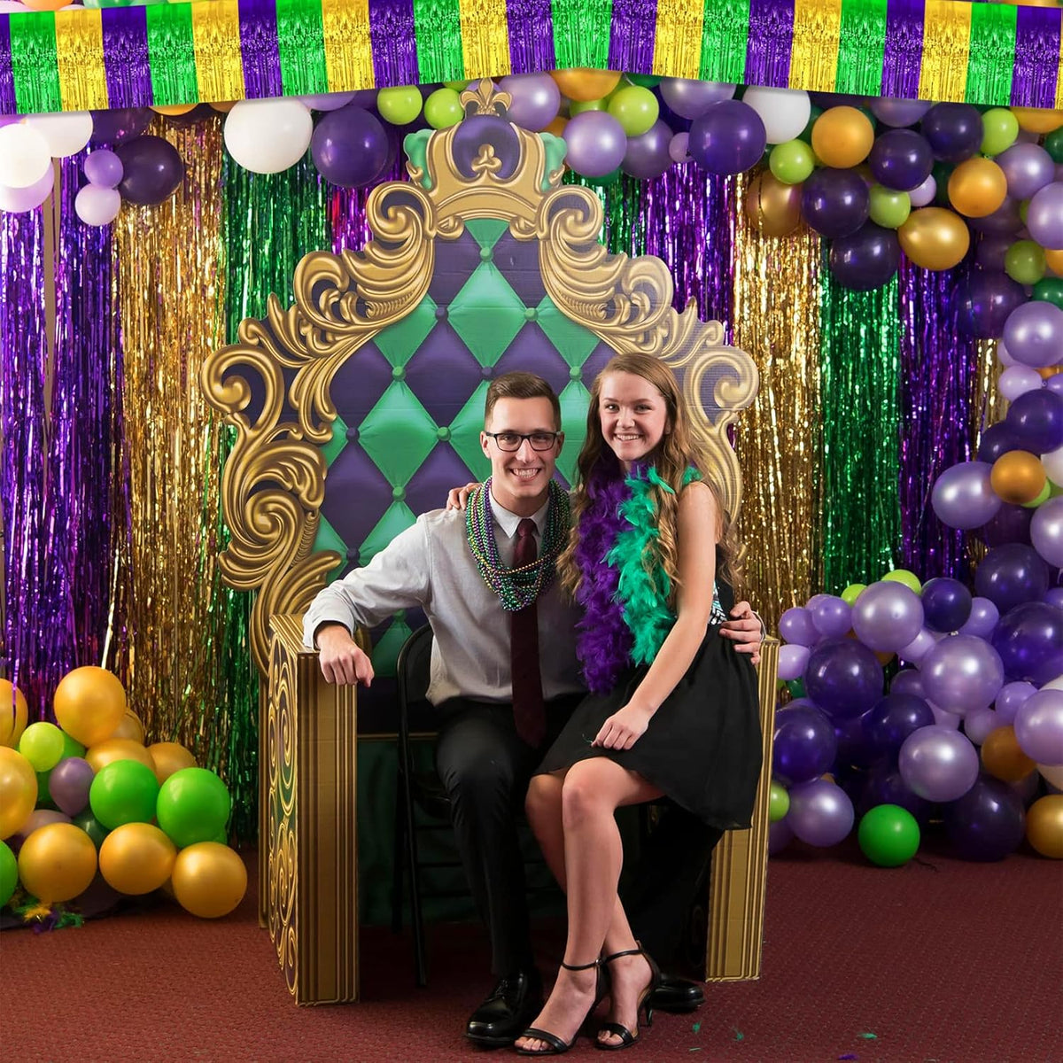 10 Pack 10 Feet Mardi Gras Foil Fringe Garland Metallic Tinsel Streamers Banner Wall Hanging