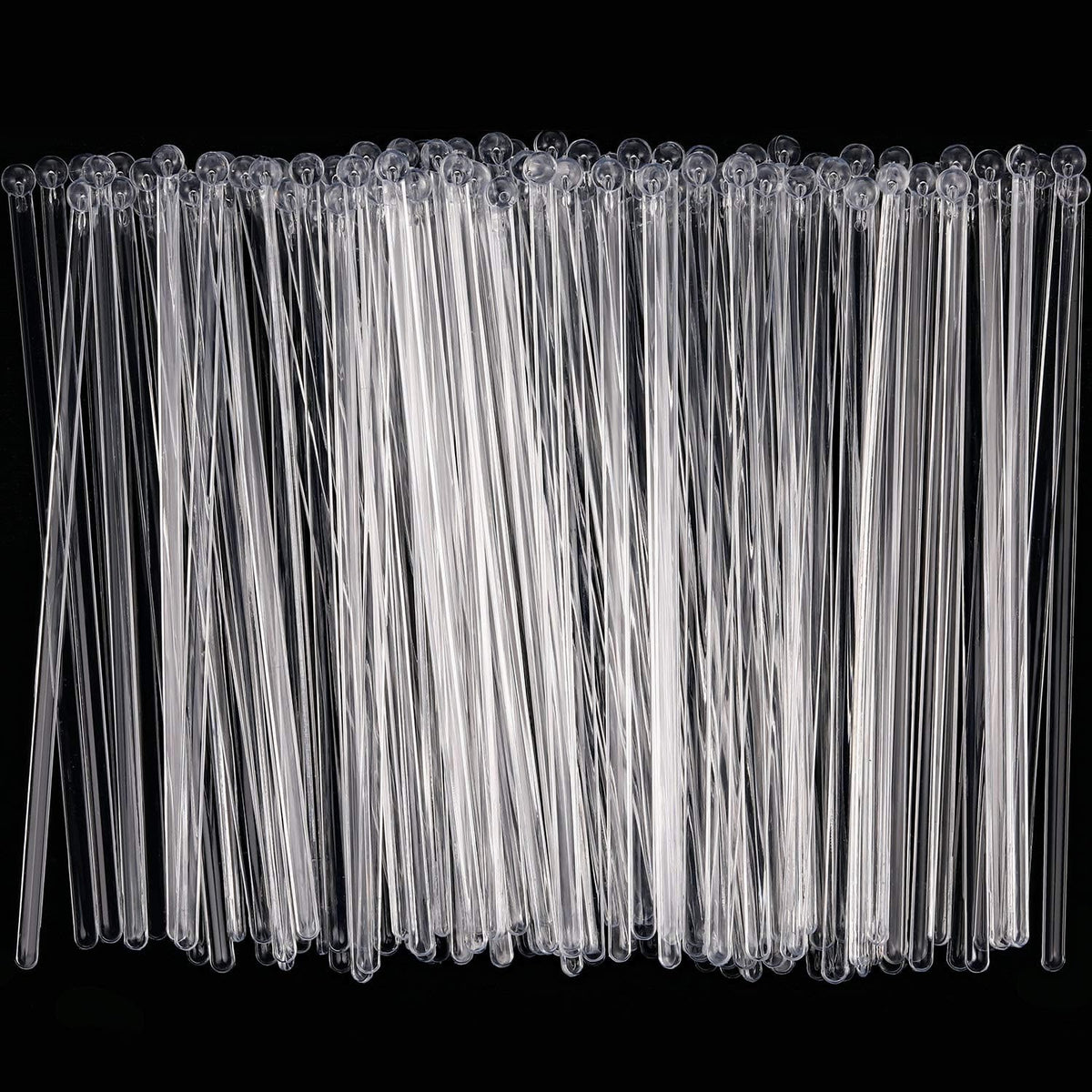 100 Pieces Swizzle Sticks Ball Head Stirrer Disposable Plastic Round Top Crystal Bar Swizzle Sticks