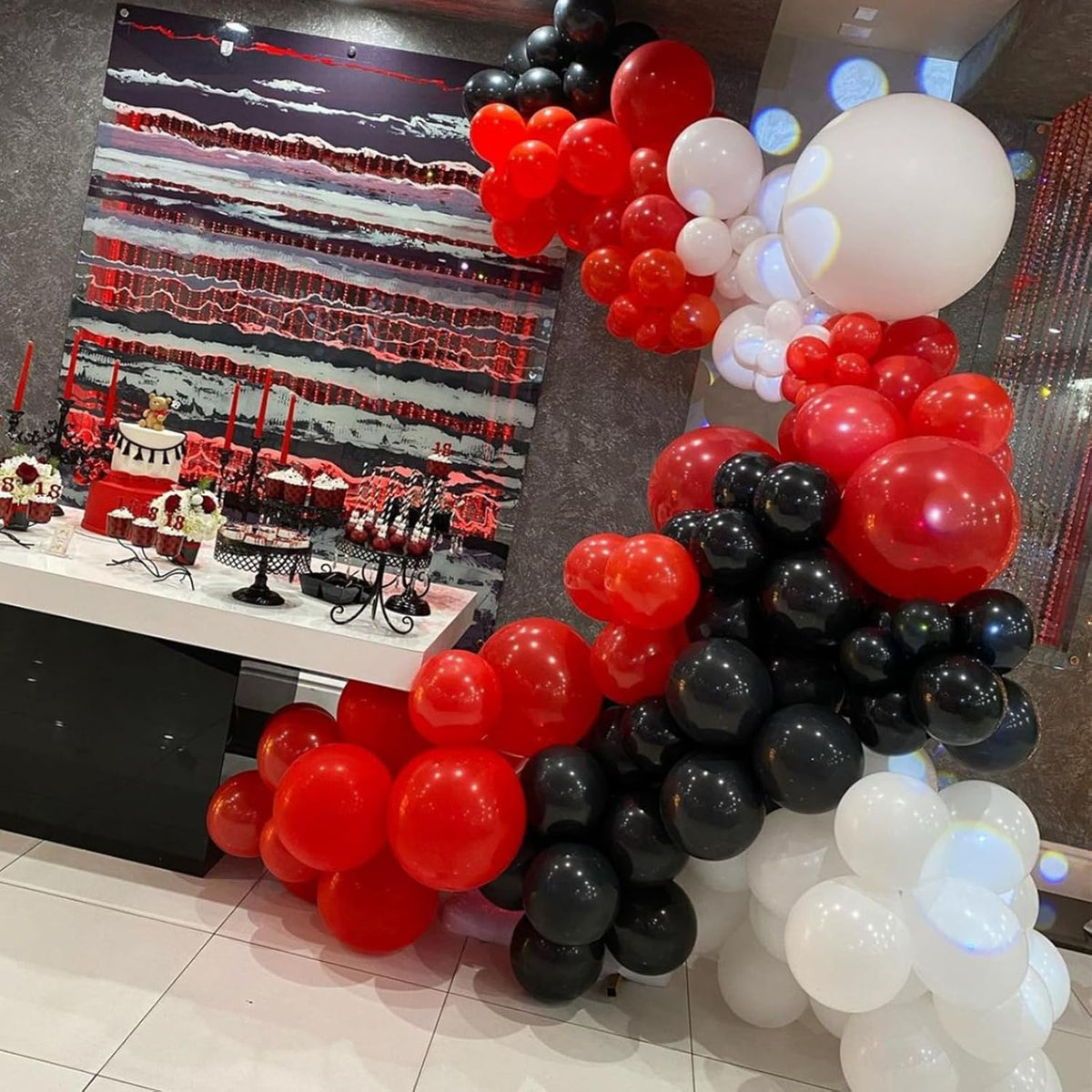 Red and Black Balloons,132pcs Red Black and White Balloons Garland Arch Kit with Different Size for