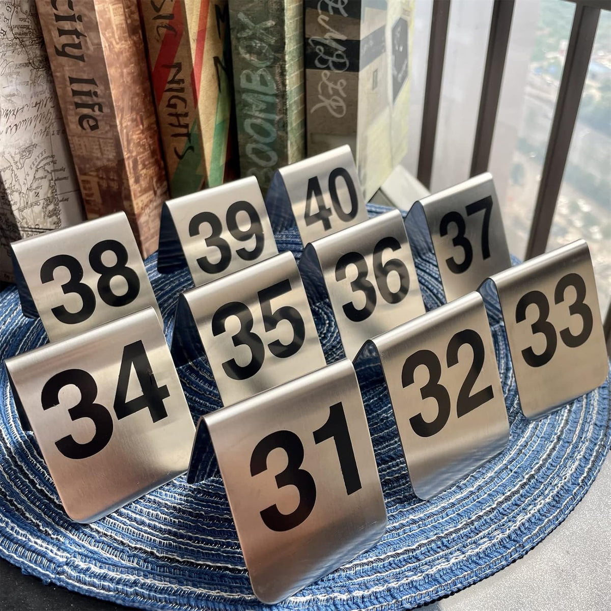 10 Pcs Metal Place Cards Stackable Tent Style Table Numbers，Place Card Holders for Celebration