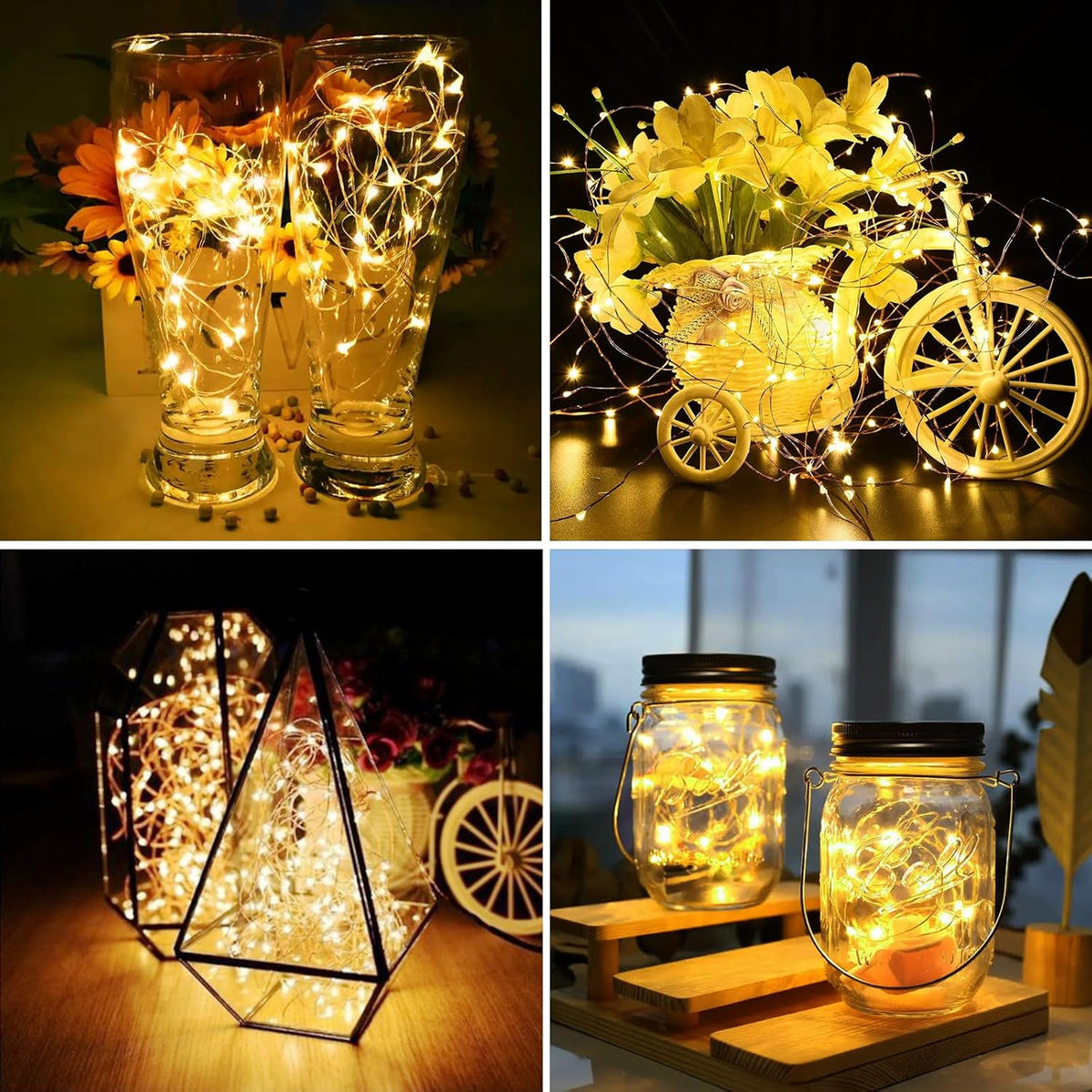 ZGWJ 24 Pack Fairy Lights Battery Operated, 7ft 20 Mini LED Fairy String Lights Silver Wire 3 Modes