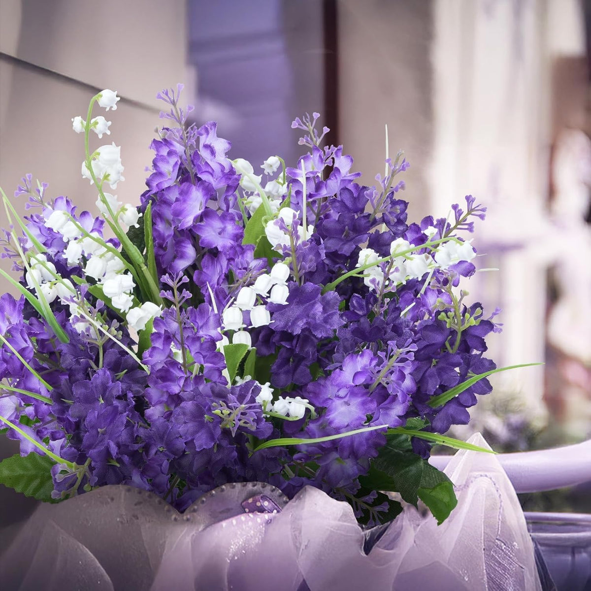 10Pcs Lilac Flowers Artificial Bouquet Fake Purple Flowers Faux Lilacs Mix Bush Artificial Purple