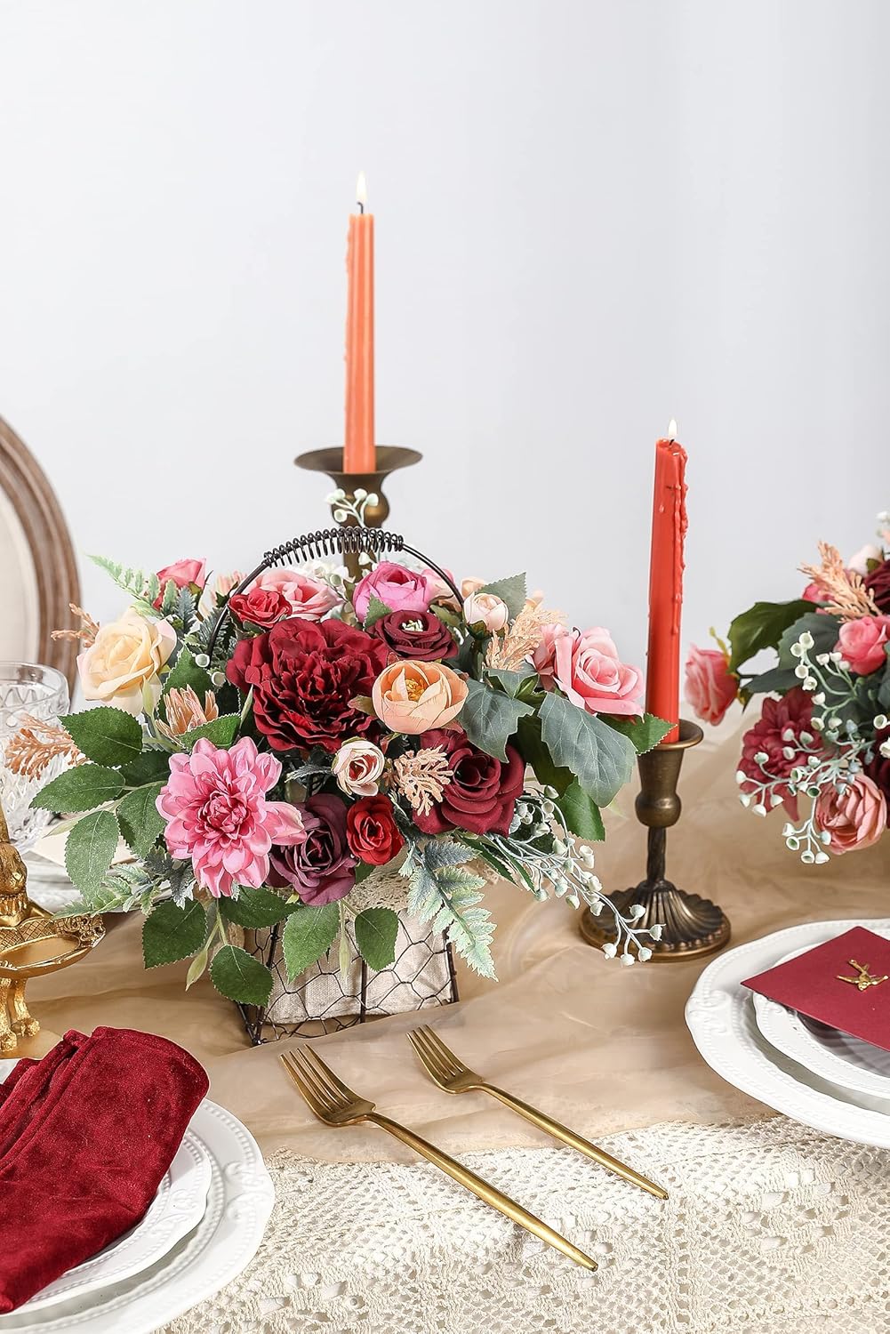 Serra Flora Artificial Flowers Combo Box Set Faux Flowers Bulk Flower Leaf with Stems for DIY