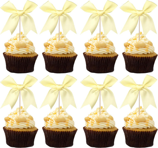 24 PCS Bow Cupcake Toppers Bow Cupcake Picks Bowknot Birthday Party Decorations Bowknot Cake