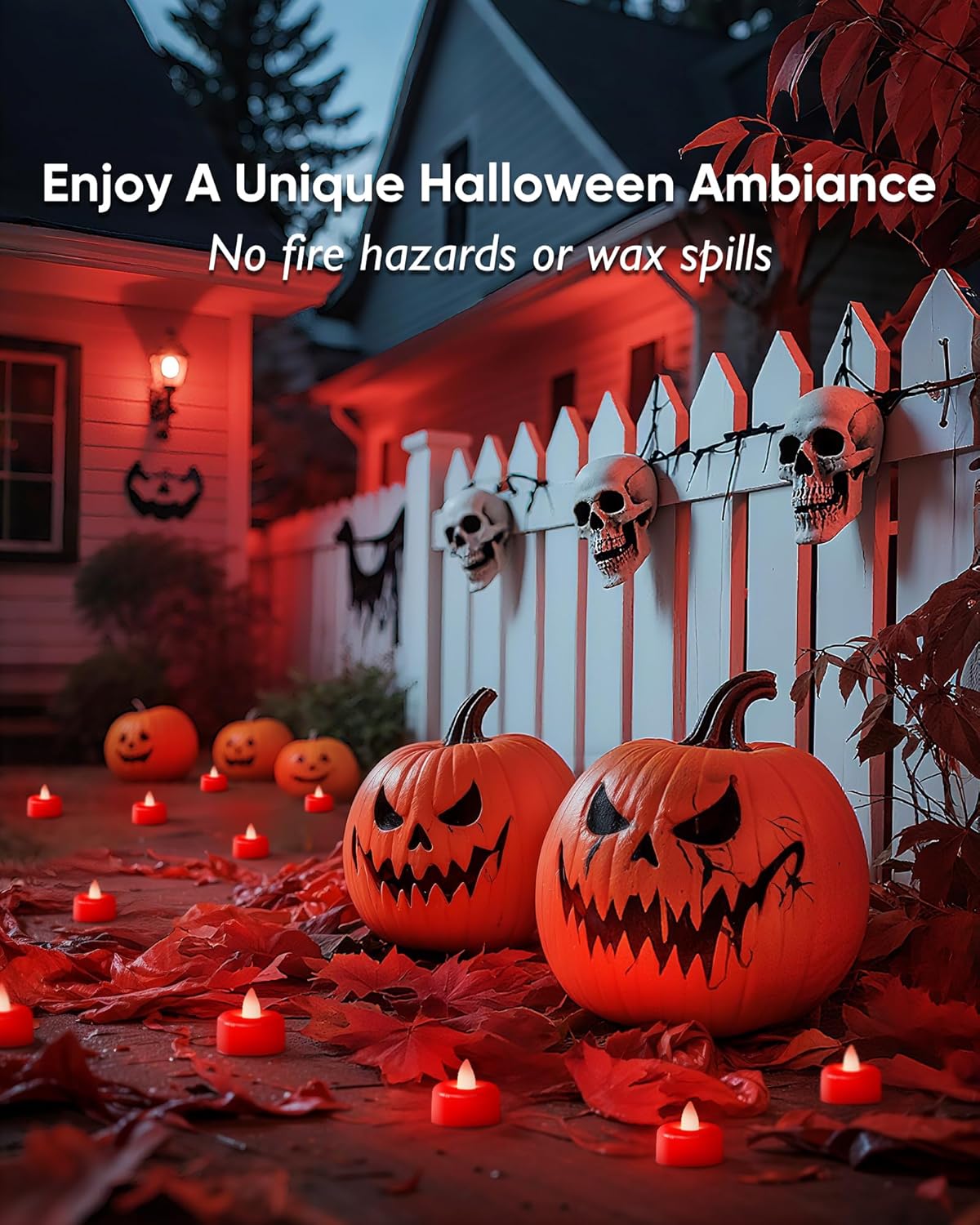 Amagic 24 Pack Red Flameless LED Tea Lights Candles Battery Operated, Electric Fake Tealight
